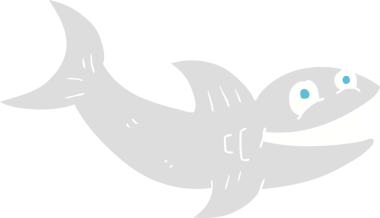 Bir insan tarafından çizilmiş köpek balığının düz renk çizimi