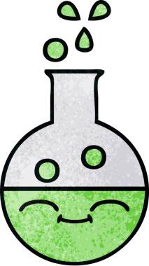 Bir insan tarafından çizilmiş bir test tüpünün retro grunge desen karikatürü