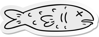 Bir insan tarafından çizilmiş ölü bir balığın el yazısı karalaması.