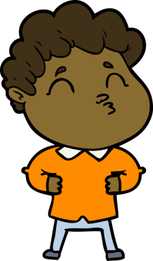 Çizgi film adamı somurtuyor Bir insan tarafından çizilmiş