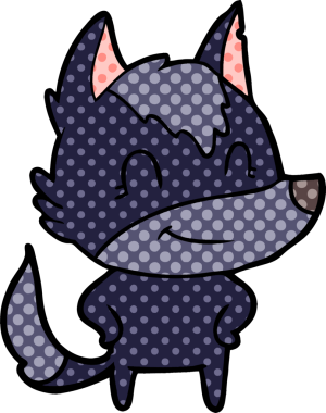 Bir insan tarafından çizilmiş dost canlısı bir kurt.