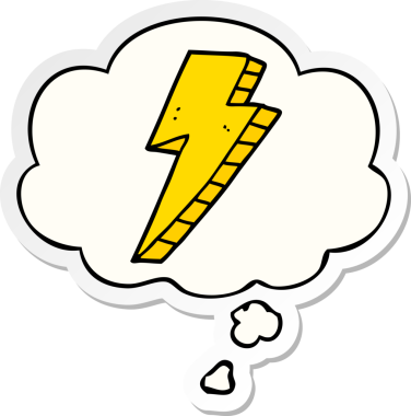 Düşünce baloncuklu karikatür yıldırımı insan tarafından çizilmiş bir çıkartma.