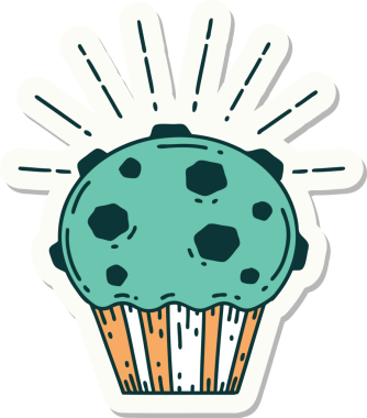 Bir insan tarafından çizilmiş dövme stili çikolatalı kek.