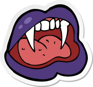 Bir insan tarafından çizilmiş vampir dudaklarının çıkartması.