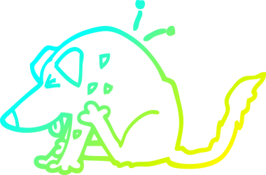 Bir insan tarafından çizilmiş bir çizgi köpeğin soğuk gradyan çizimi.