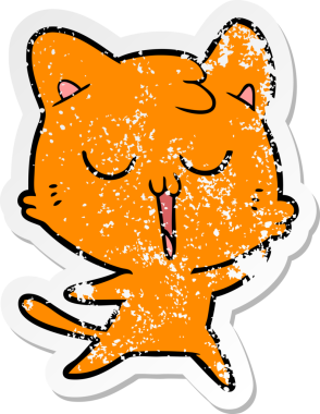 Bir insan tarafından çizilmiş çizgi film kedisinin sıkıntılı çıkartması.