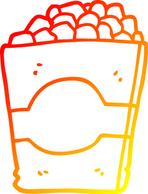 Bir insan tarafından çizilen patlamış mısırın sıcak çizgi çizimi