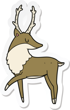 Bir insan tarafından çizilmiş karikatür geyiği etiketi.