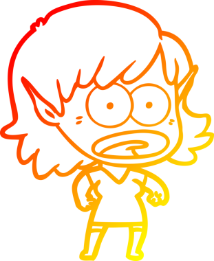 Bir çizgi film karakteri çizimi bir insan tarafından çizilmiş elf kızı şok etti.