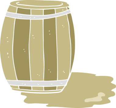 Bir insan tarafından çizilmiş bira fıçısının düz renk çizimi