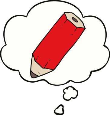 Bir insan tarafından çizilmiş düşünce baloncuklu karikatür kalem