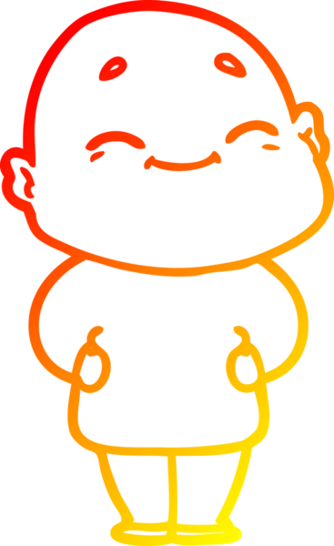 Bir insan tarafından çizilmiş, mutlu kel bir adamın çizgi çizimi.