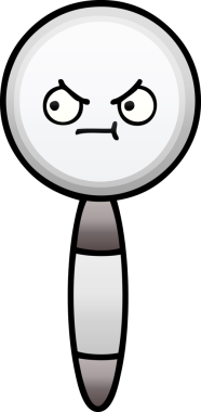 Bir insan tarafından çizilmiş bir büyüteçin gölgelenmiş karikatürü