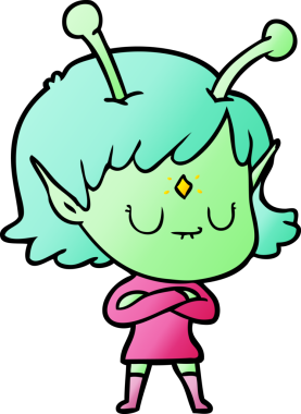 Bir insan tarafından çizilmiş uzaylı kız.