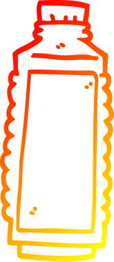 Bir insan tarafından çizilmiş karikatür su şişesinin sıcak gradyanı.