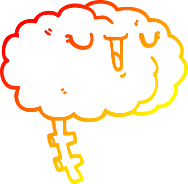 Bir insan tarafından çizilmiş mutlu bir çizgi filmin sıcak gradyan çizimi