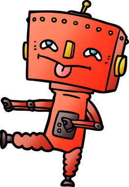 Bir insan tarafından çizilmiş çizgi film robotu