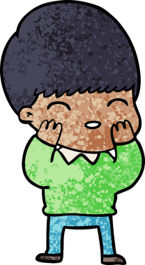 Bir insan tarafından çizilmiş mutlu çizgi film çocuğu.