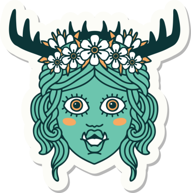 Bir insan tarafından çizilmiş bir ork Druid karakterinin çıkartması