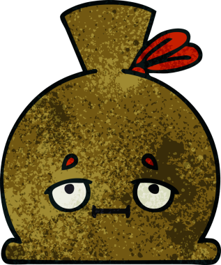 Bir insan tarafından çizilmiş eski grunge desenli bir çuval.