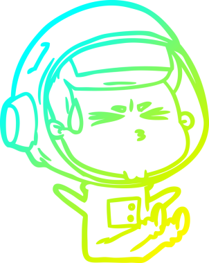 Bir insan tarafından çizilen soğuk gradyan çizgi çizimi stresli astronot