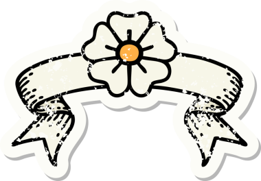 Bir insan tarafından çizilmiş çiçeğin bayrağını taşıyan eski bir etiket.