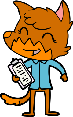 Ofis çalışanı Fox çizgi film karakteri bir insan tarafından çizilmiş.