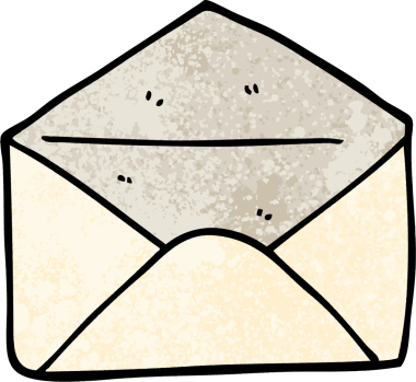 Bir insan tarafından çizilmiş grunge desenli karikatür zarfı.