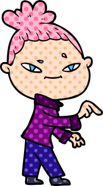 Bir insan tarafından çizilmiş karikatür kadın.