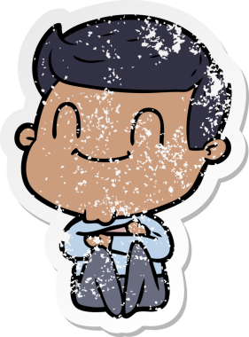 Bir insan tarafından çizilmiş, karikatür dostu bir adamın sıkıntılı çıkartması.