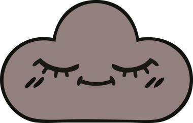 Bir insan tarafından çizilmiş fırtına bulutunun sevimli karikatürü.