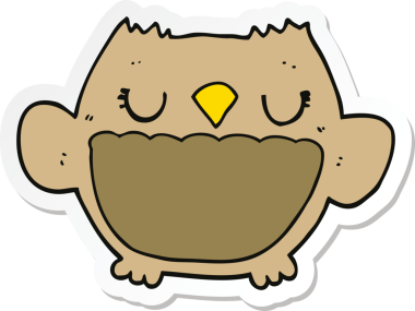 Bir insan tarafından çizilmiş bir baykuşun çıkartması.