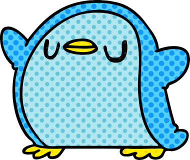 Bir insan tarafından çizilmiş sevimli bir penguen resmi.