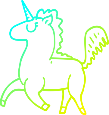 Bir insan tarafından çizilen tek boynuzlu atın soğuk gradyan çizimi