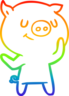 gökkuşağı gradyan çizimi mutlu çizgi domuz çizimi bir insan tarafından çizilmiş