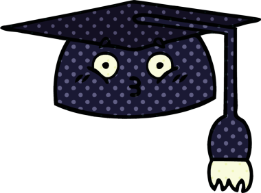 Bir insanın çizdiği mezuniyet şapkasının çizgi filmi.