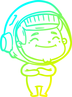 Bir insan tarafından çizilmiş mutlu bir astronotun soğuk gradyan çizimi.