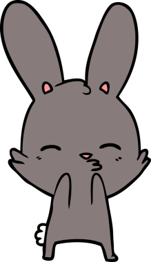 Bir insan tarafından çizilmiş meraklı tavşan çizgi filmi.