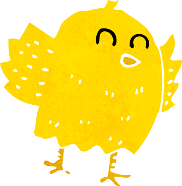 Bir insan tarafından çizilmiş çizgi film kuşu.