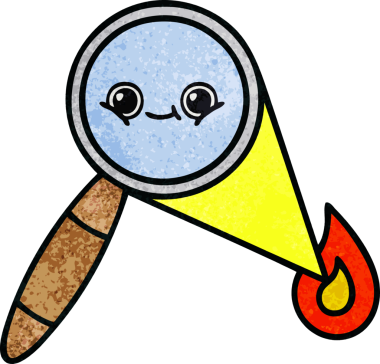 Bir insan tarafından çizilmiş bir büyüteçin retro grunge desen karikatürü