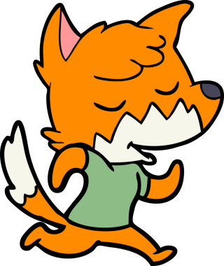 Bir insan tarafından çizilmiş dost canlısı çizgi film tilkisi.