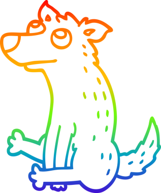 Gökkuşağı gradyan çizimi bir insan tarafından çizilmiş çizgi köpek çizimi