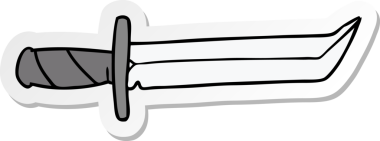 Bir insan tarafından çizilmiş kısa bir hançerin el çizimi karikatürü.