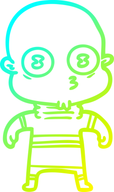 Bir insan tarafından çizilmiş garip, kel bir uzay adamının soğuk çizgi çizimi.