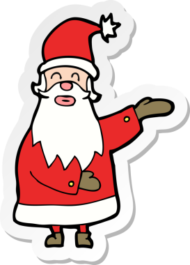 Bir insan tarafından çizilmiş Noel Baba çizgi filminin çıkartması.