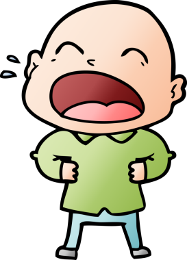 Bir insan tarafından çizilmiş kel adam diye bağıran çizgi film.