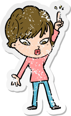 Bir insan tarafından çizilmiş karikatür bir kadının sıkıntılı çıkartması.