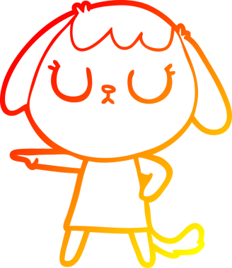 Bir insan tarafından çizilmiş sevimli bir köpeğin sıcak çizgi çizgisi.