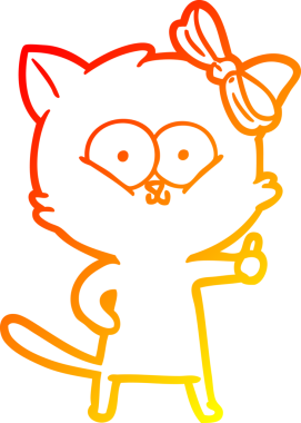 Bir insan tarafından çizilmiş çizgi film kedisinin sıcak çizgi çizimi