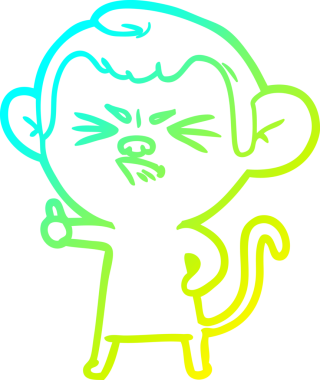 Bir insan tarafından çizilmiş kızgın bir maymunun soğuk çizgi çizimi.